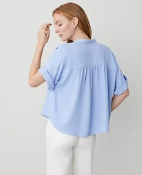 Ann Taylor Mock Neck Popover Top Size Small Serenity Women's