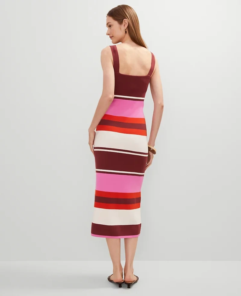 Ann Taylor Striped Sweater Dress Pink Orchid Women's