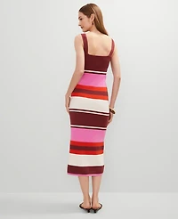 Ann Taylor Striped Sweater Dress Pink Orchid Women's