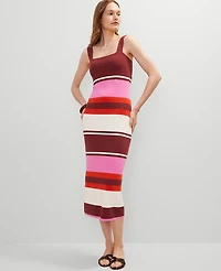 Ann Taylor Striped Sweater Dress Pink Orchid Women's