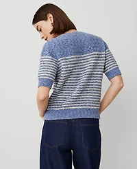Ann Taylor Marled Striped Sweater T-Shirt Size Medium Blue Multi Women's