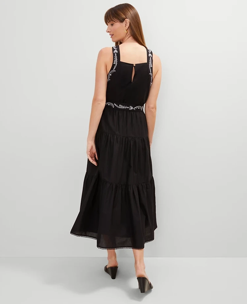 Ann Taylor Halter Midi Flare Dress Black Women's