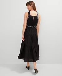 Ann Taylor Halter Midi Flare Dress Black Women's