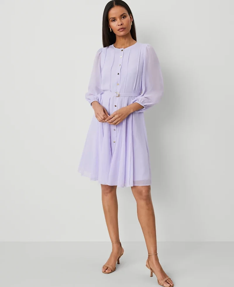 Ann Taylor Seamed Flare Shirtdress Lilac Bud Women's