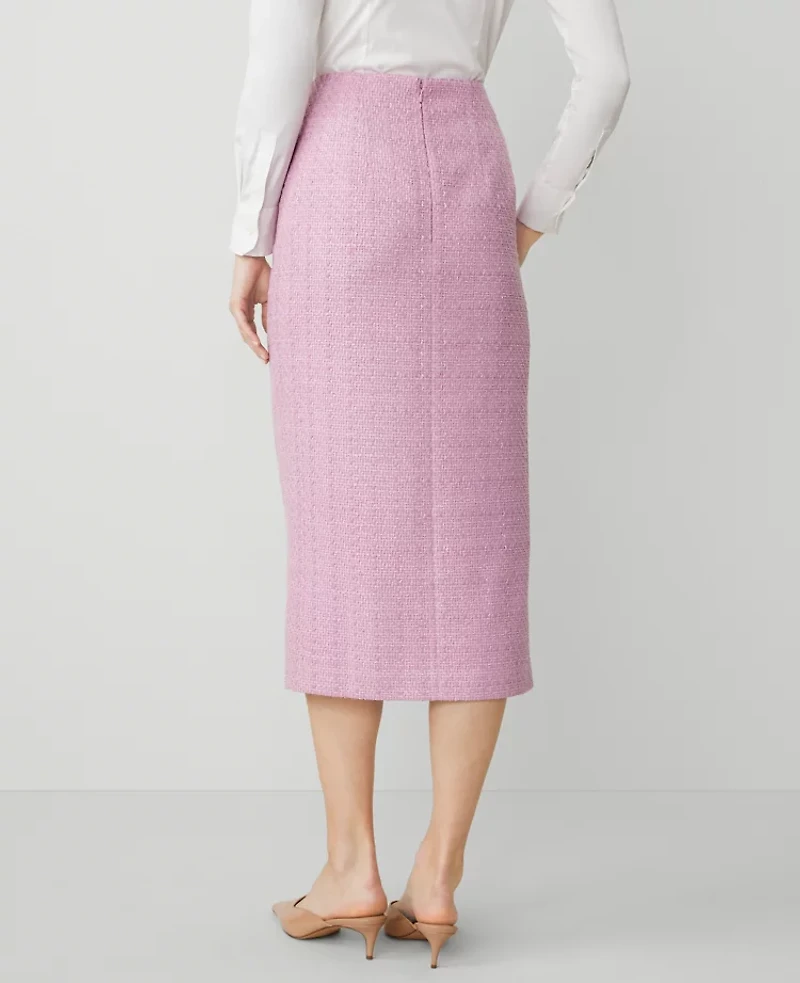 Ann Taylor Petite Tweed Button Wrap Skirt Clean Lilac Women's