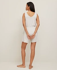 Ann Taylor Ribbed Lounge Romper Sand Shell Women's