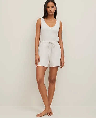 Ann Taylor Ribbed Lounge Romper Sand Shell Women's