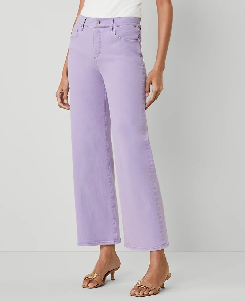 Ann Taylor The Petite Wide-Leg Crop Jean Size 0 Radiant Amethyst Women's