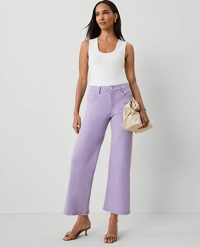 Ann Taylor The Petite Wide-Leg Crop Jean Size 0 Radiant Amethyst Women's
