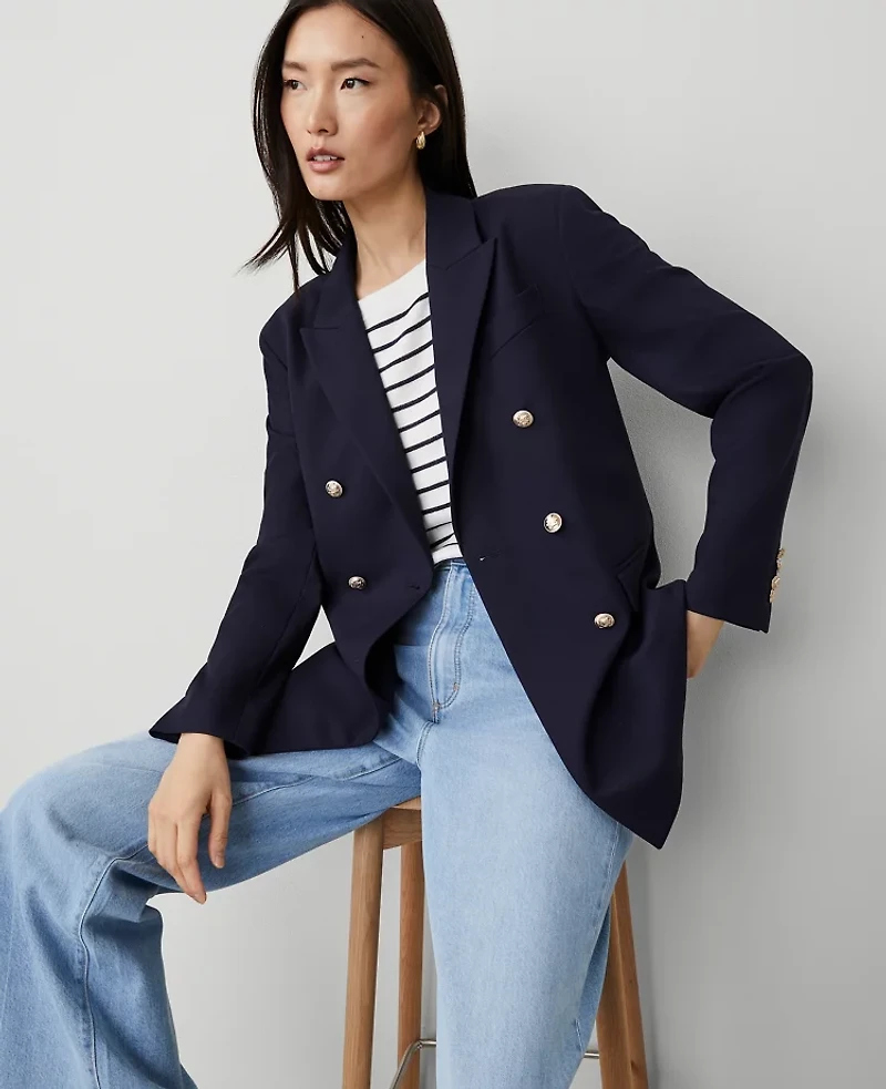 Ann Taylor Petite Modern Blazer Size 00 Night Sky Women's
