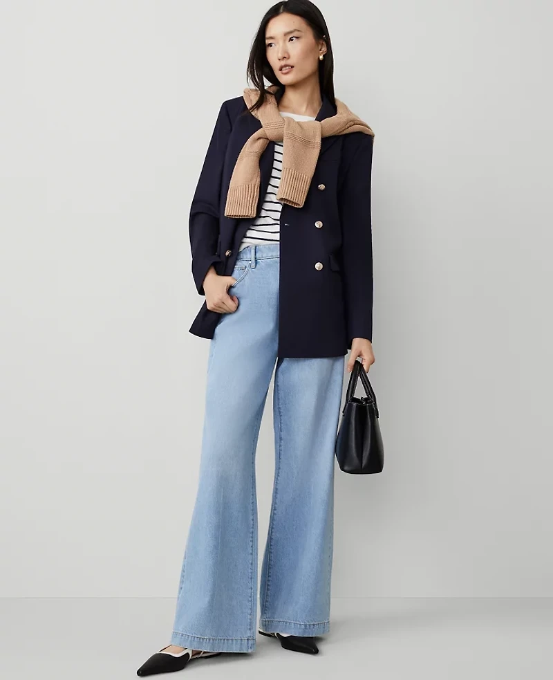 Ann Taylor Petite Modern Blazer Size 00 Night Sky Women's