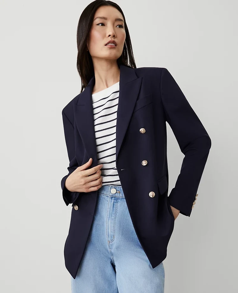 Ann Taylor Petite Modern Blazer Size 00 Night Sky Women's