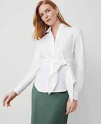 Ann Taylor Side-Tie Shirt White Women's