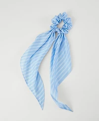 Ann Taylor Striped Silk Scrunchie Freesia Blue Women's