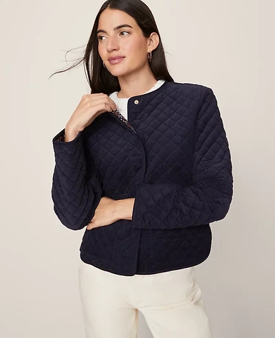 Ann Taylor Weekend Collection Quilted Jacket Night Sky Women's
