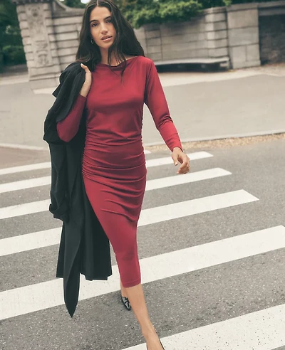Ann Taylor Ruched Knit Midi Dress Women's