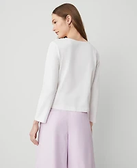 Ann Taylor Petite Crew Neck Top Size XS White Women's