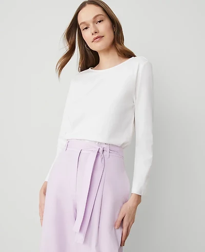 Ann Taylor Petite Crew Neck Top Size XS White Women's