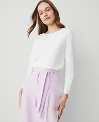 Ann Taylor Petite Crew Neck Top Size XS White Women's