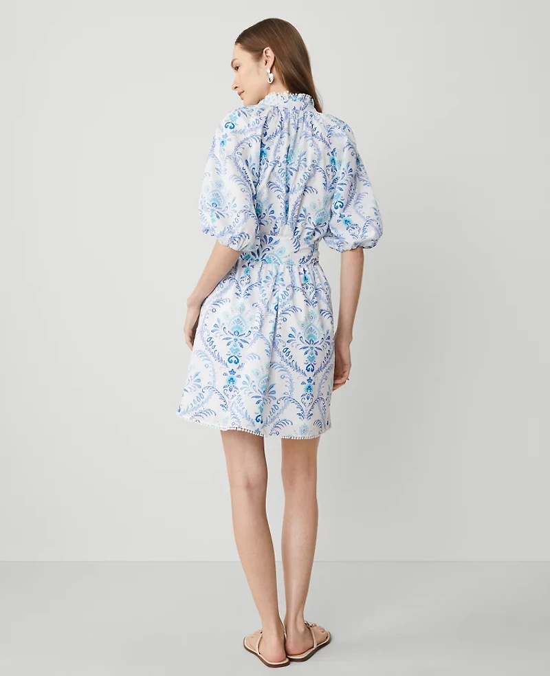 Ann Taylor Petite Floral Split Neck Flare Dress Sea Isle Women's