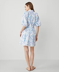 Ann Taylor Petite Floral Split Neck Flare Dress Sea Isle Women's