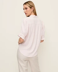 Ann Taylor Ruffle Collar Shirt Blush Haze Women's