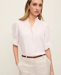 Ann Taylor Ruffle Collar Shirt Blush Haze Women's