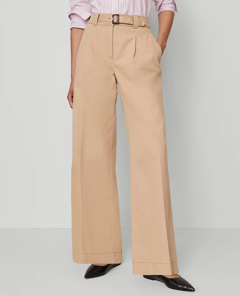 Ann Taylor The Belted Wide-Leg Pant Cafe Au Lait Women's