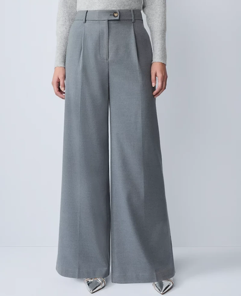 Ann Taylor The Modern Wide Leg Pant Medium Heather Grey Women's
