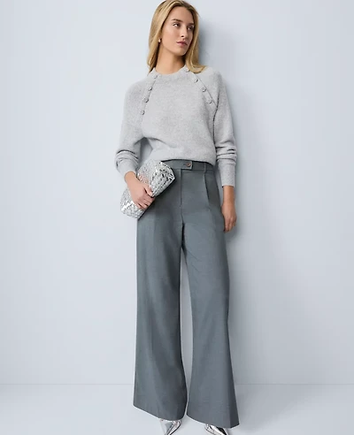 Ann Taylor The Modern Wide Leg Pant Medium Heather Grey Women's