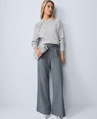 Ann Taylor The Modern Wide Leg Pant Medium Heather Grey Women's