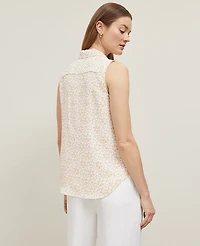Ann Taylor Floral Sleeveless Shirt Sands Edge Women's