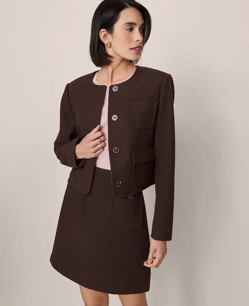 Ann Taylor Crew Neck Jacket Women's