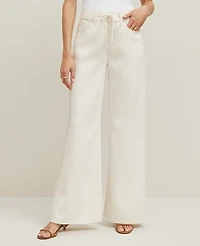 Ann Taylor The Petite Drawstring Slouchy Palazzo Jean Size 4 Ivory Women's