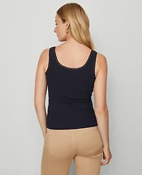 Ann Taylor Weekend Collection Lace Trim Tank Top Night Sky Women's