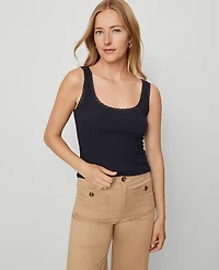 Ann Taylor Weekend Collection Lace Trim Tank Top Night Sky Women's