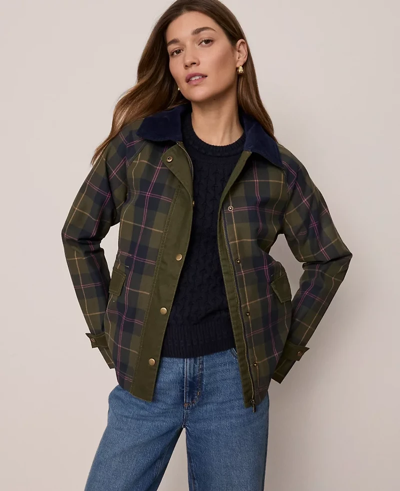 Ann Taylor Weekend Collection Plaid Collared Jacket Night Safari Women's