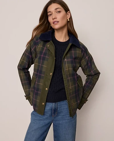 Ann Taylor Weekend Collection Plaid Collared Jacket Night Safari Women's