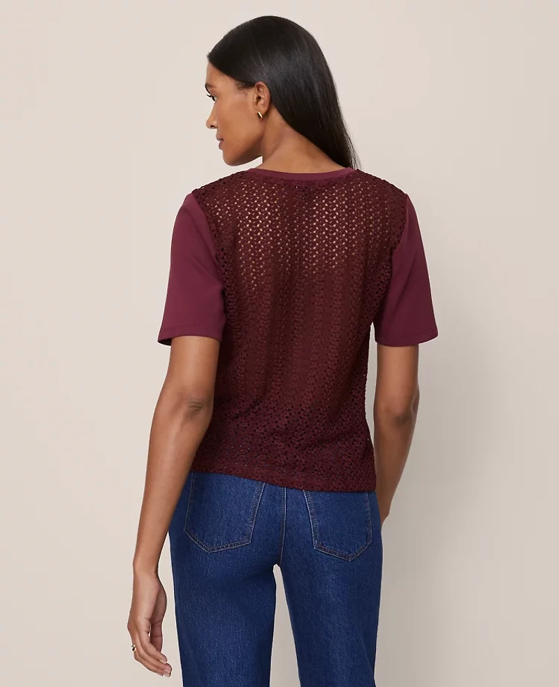 Ann Taylor Lace Back Ponte Top Women's