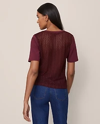 Ann Taylor Lace Back Ponte Top Women's