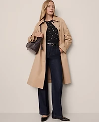 Ann Taylor Dotted Puff Sleeve Blouse Cafe Au Lait Women's