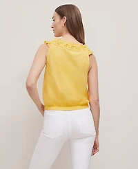Ann Taylor Weekend Collection Eyelet Tie Neck Top Women's
