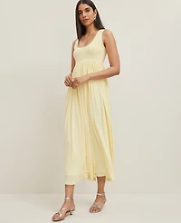 Ann Taylor Petite Mixed Media Sweater Tank Top Dress Yellow Buttercream Women's
