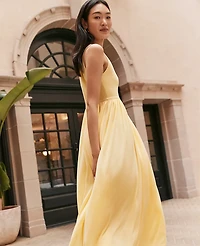 Ann Taylor Petite Mixed Media Sweater Tank Top Dress Yellow Buttercream Women's