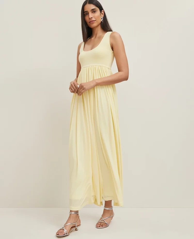 Ann Taylor Petite Mixed Media Sweater Tank Top Dress Yellow Buttercream Women's