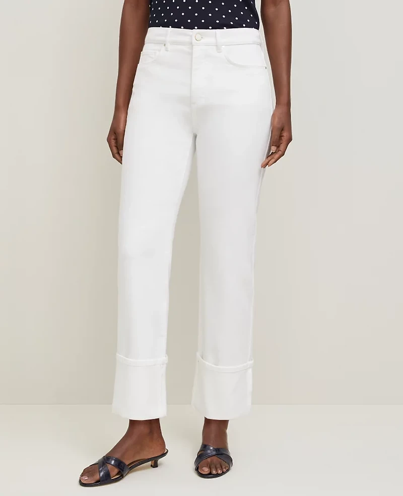 Ann Taylor The Petite Cuffed Straight Jean White Women's