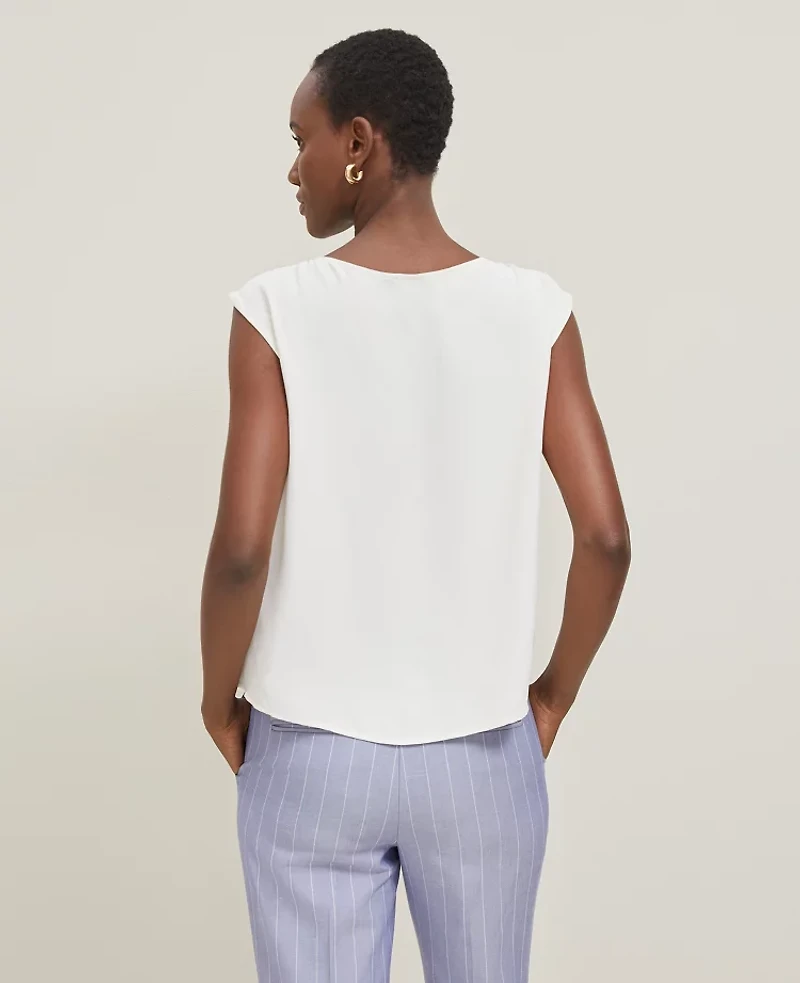 Ann Taylor Sleeveless Crew Neck Top Winter White Women's