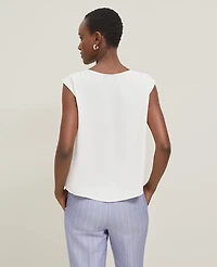 Ann Taylor Sleeveless Crew Neck Top Winter White Women's