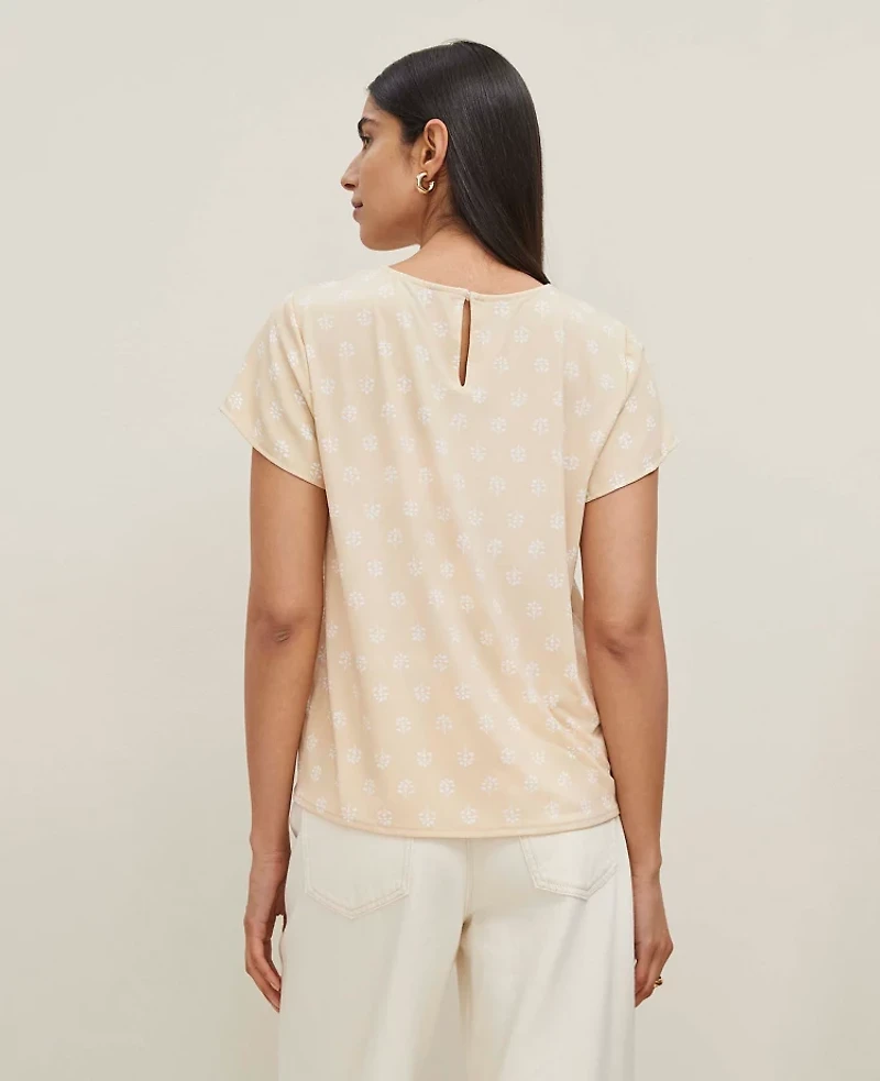 Ann Taylor Petaled Mixed Media T-Shirt Sands Edge Women's