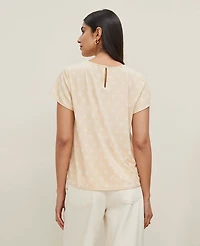 Ann Taylor Petaled Mixed Media T-Shirt Sands Edge Women's